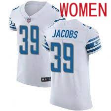 Women Detroit Lions #39 Jerry Jacobs White Nike Game NFL Jersey